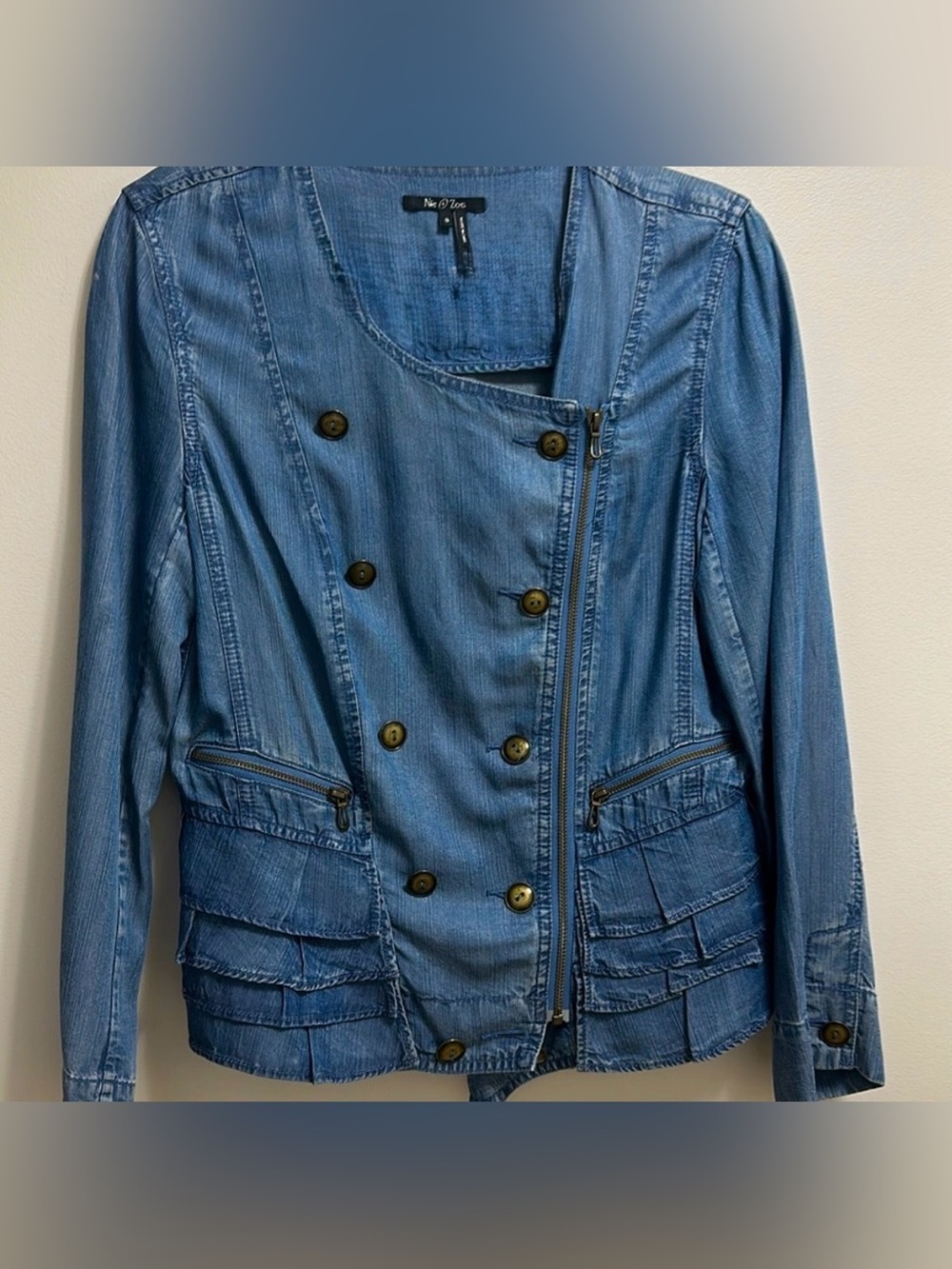 NIC + ZOE  Denim Lyocell Military Style Jacket Size Small